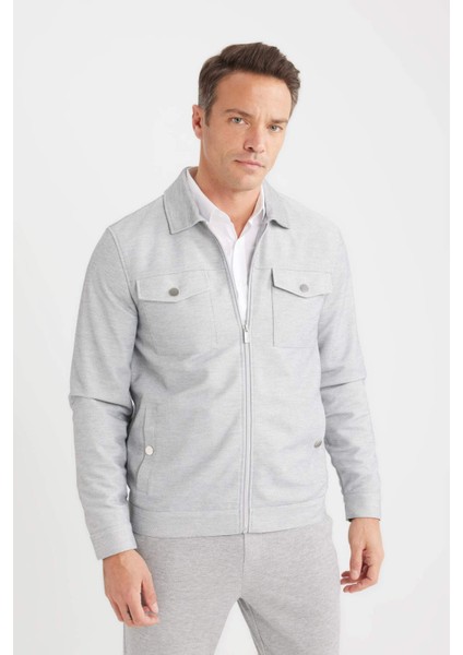 Slim Fit Dar Kesim Polo Yaka Fermuarlı Mevsimlik Baharlık Mont D7533AX25SP fırsatları