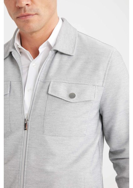 Slim Fit Dar Kesim Polo Yaka Fermuarlı Mevsimlik Baharlık Mont D7533AX25SP indirimleri