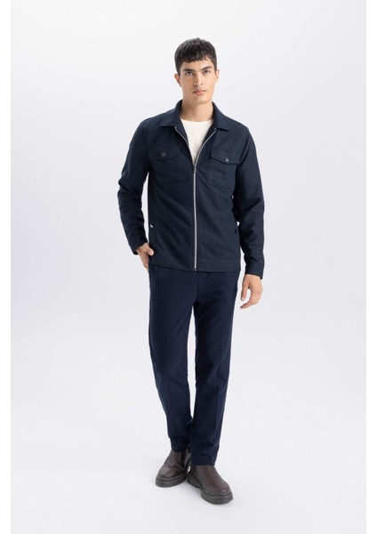 Slim Fit Dar Kesim Polo Yaka Fermuarlı Mevsimlik Baharlık Mont D7533AX25SP