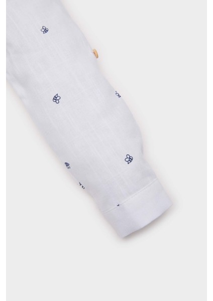 Erkek Bebek Desenli Flamlı Poplin Uzun Kollu Gömlek E2022A525SP modelleri