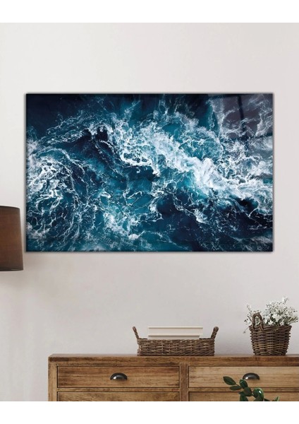 - Mavi Deniz Dalgası Soyut Cam Tablo Ev ve Ofis Duvar Dekoru fiyatları