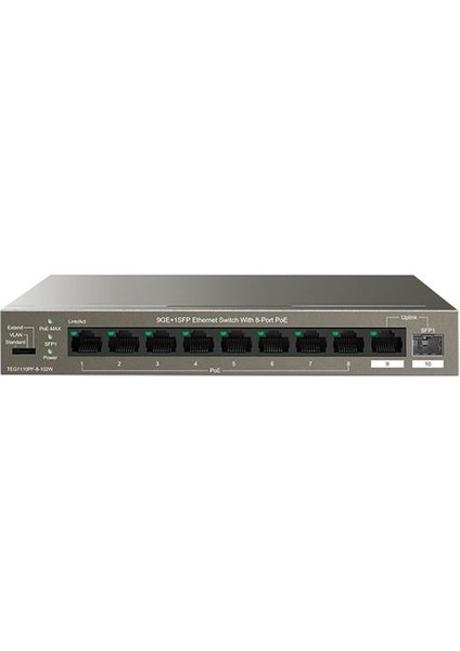 8port 102W Full Poe TEG1110PF-8-102W Gıgabıt 1x Sfp Yönetilemez Switch