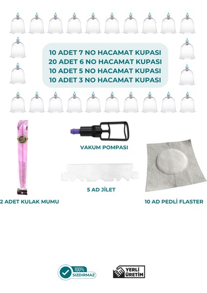 68 Parça Hacamat Kupası Seti, Hacamat Seti, Hacamat Malzemeleri