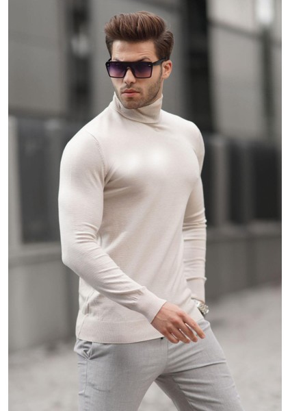 Taş Rengi Balıkçı Yaka Erkek Triko Kazak 6809 fiyatları