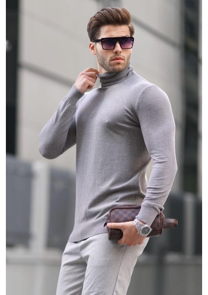 Antrasit Balıkçı Yaka Erkek Triko Kazak 6809 fiyatları