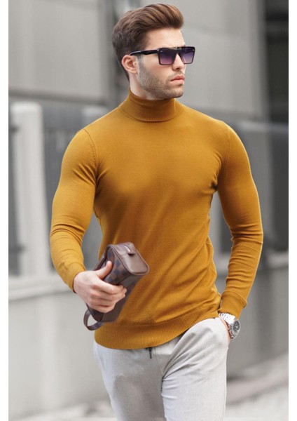 Tütün Rengi Balıkçı Yaka Erkek Triko Kazak 6809 fiyatları