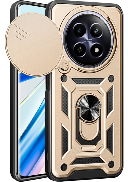 Realme 12 5g Kamera Koruma Kılıfı Pc + Tpu Askeri Sınıf Parmak Yüzük Kickstand Telefon Kapağı (Yurt Dışından)