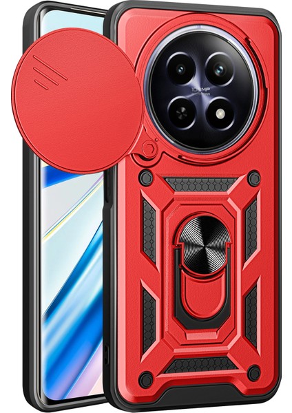 Realme 12 5g Kamera Koruma Kılıfı Pc + Tpu Askeri Sınıf Parmak Yüzük Kickstand Telefon Kapağı (Yurt Dışından)