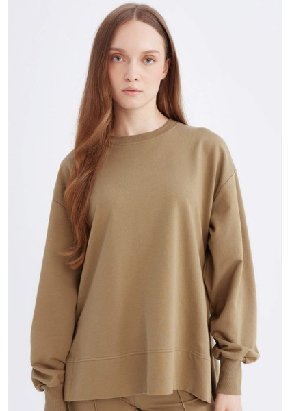Regular Fit Bisiklet Yaka Basic Düz Sweatshirt Tunik D4800AX24AU