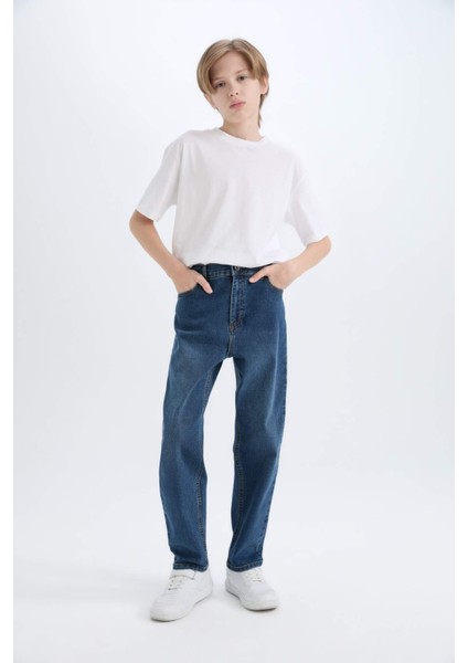 Erkek Çocuk Loose Fit Düz Paça Basic Düz Jean Pantolon C3698A824WN