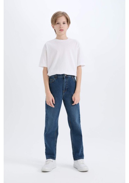 Erkek Çocuk Loose Fit Düz Paça Basic Düz Jean Pantolon C3698A824WN