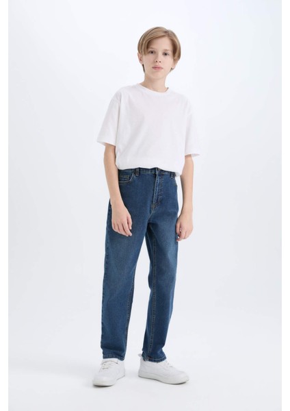 Erkek Çocuk Loose Fit Düz Paça Basic Düz Jean Pantolon C3698A824WN