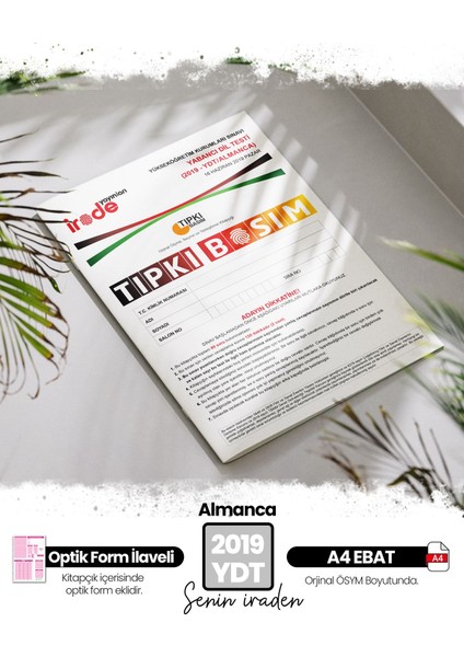 2019 YKS YDT Almanca ÖSYM Çıkmış Soru Tıpkı Basım Deneme Paketi Optik Formlu