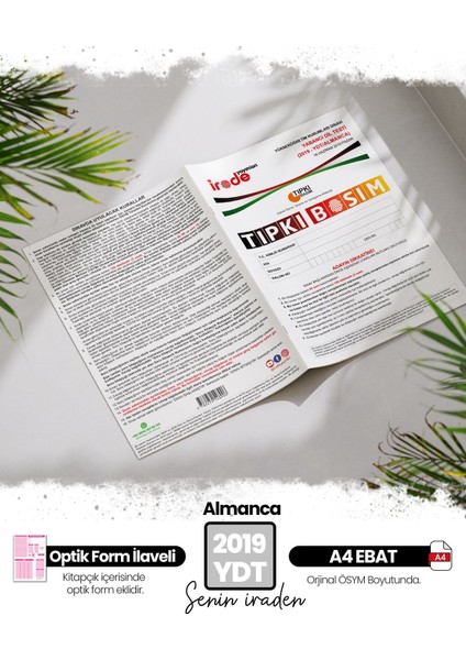 2019 YKS YDT Almanca ÖSYM Çıkmış Soru Tıpkı Basım Deneme Paketi Optik Formlu