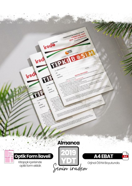 2019 YKS YDT Almanca ÖSYM Çıkmış Soru Tıpkı Basım Deneme Paketi Optik Formlu