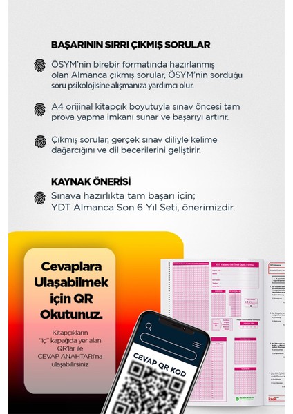 2019 YKS YDT Almanca ÖSYM Çıkmış Soru Tıpkı Basım Deneme Paketi Optik Formlu