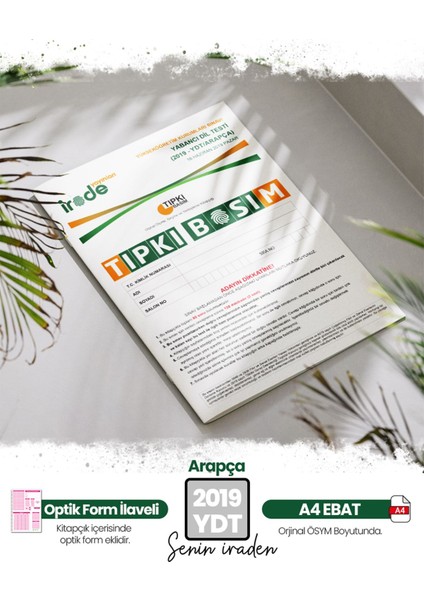 2019 YDT ÖSYM Çıkmış Soru Arapça Tıpkı Basım Çözümlü Deneme Kitapçığı