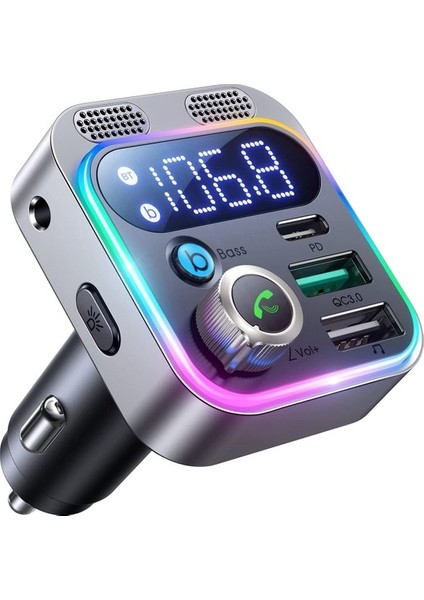 Bluetooth 5.3 Araç Adaptörü Çift Mikrofon Hifi Derin Bas Ses Bluetooth Fm Verici Araba Eller Serbest Bluetooth Alıcısı Için (Yurt Dışından)