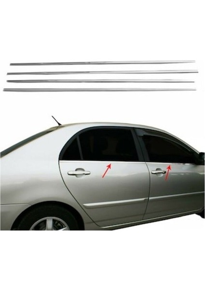 Toyota Corolla 2002-2006 Modeller Arası Krom Cam Çıtası 4 Parça Paslanmaz Çelik fiyatları