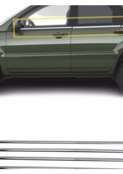 Kia Sportage 2005-2010 Modeller Arası Krom Cam Çıtası 4 Parça Paslanmaz Çelik