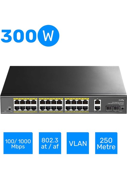 GS1026PS2 2port Gigabit 24PORT Gigabit Poe 10/100MBPS 300W Metal Kasa Switch