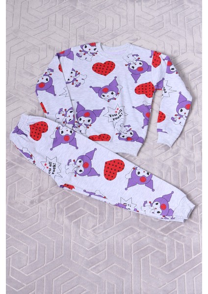 Kız Çocuk Şardonlu Pijama Takımı Karakter Baskılı C65