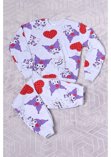 Kız Çocuk Şardonlu Pijama Takımı Karakter Baskılı C65