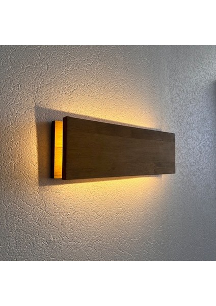 4 Yönlü LED Işıklı Doğal Ahşap Yatay Aplik