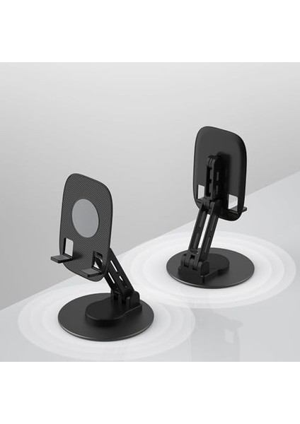 Profesyonel Telefon Tutucu A+ Kalite 360 Derece Ayalarlanabilir Ultra Ince Gerçek Tok Alüminyum Gövde Telefon Tutucu Masaüstü Telefon Stand F17S Siyah (Siyah)
