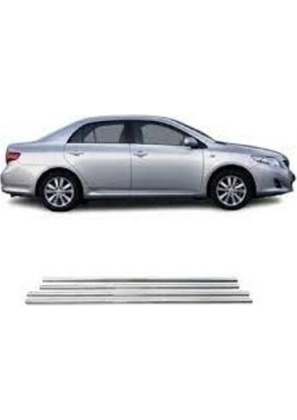 Toyota Corolla 2007-2013 Modeller Arası Krom Cam Çıtası 4 Parça Paslanmaz Çelik