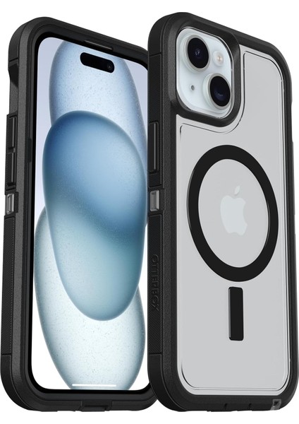 Defender Xt Iphone 15 / Iphone 14 / Iphone 13 Için Kılıf, Magsafe Özellikli, Darbeye Dayanıklı, Ultra Sağlam, Koruyucu Kılıf, 5x Askeri Standartlara Göre Test Edilmiştir, Şeffaf/siyah