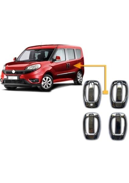 Fiat Doblo Krom Kapı Kolu 4 Kapı 8 Parça (Set) 2010 Üzeri