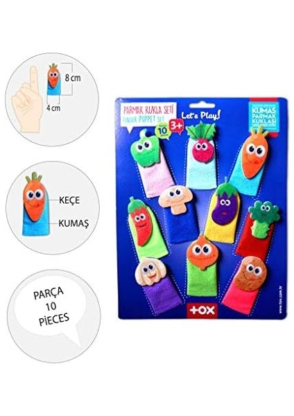 Sebzeler 10 Parça Parmak Kukla , Eğitici Oyuncak T104