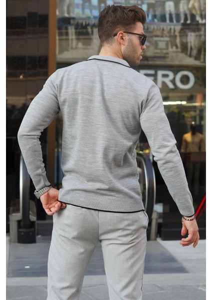 Gri Fermuarlı Erkek Triko Kazak 6824 modelleri