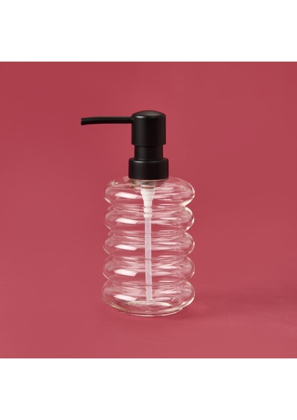 Kapaklı Borosilikat Cam Sıvı Sabunluk - Şeffaf / Siyah