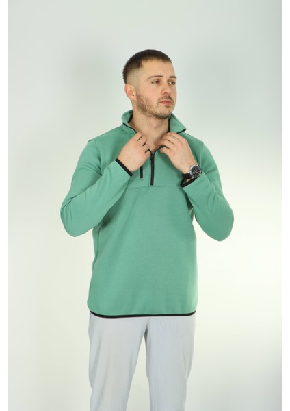 3 Ip Cepli Yarım Fermuar Sweat Yeşil fırsatları