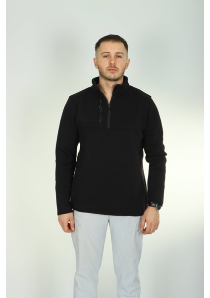 3 Ip Cepli Yarım Fermuar Sweat Siyah fiyatları