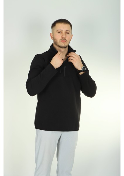 3 Ip Cepli Yarım Fermuar Sweat Siyah fırsatları