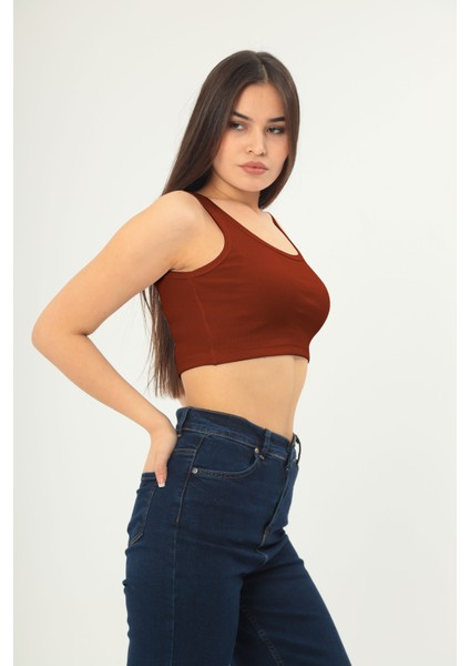 Fitilli Görünümlü Askılı Kalın Esnek Örme Basıc Crop fiyatları