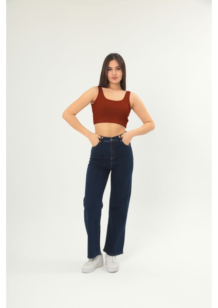 Fitilli Görünümlü Askılı Kalın Esnek Örme Basıc Crop modelleri