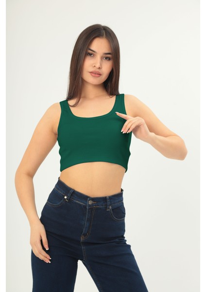 Fitilli Görünümlü Askılı Kalın Esnek Örme Basıc Crop fiyatları