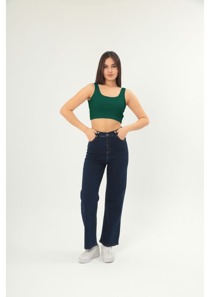 Fitilli Görünümlü Askılı Kalın Esnek Örme Basıc Crop modelleri