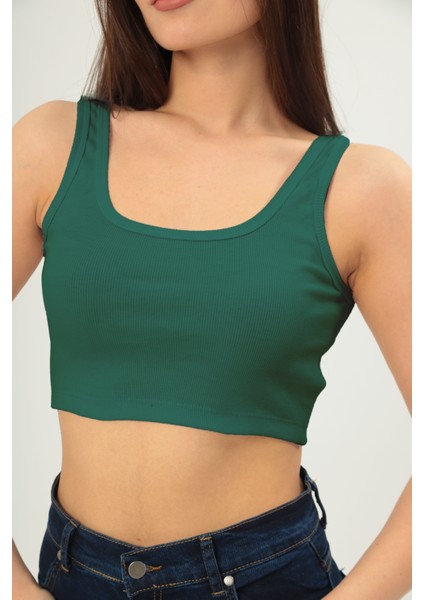 Fitilli Görünümlü Askılı Kalın Esnek Örme Basıc Crop fırsatları