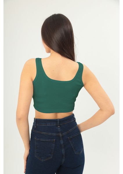 Fitilli Görünümlü Askılı Kalın Esnek Örme Basıc Crop indirimleri