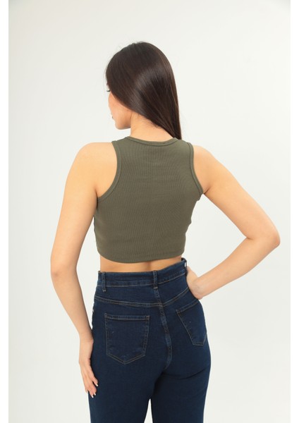 Fitilli Görünümlü Askılı Kalın Esnek Örme Basıc Crop fiyatları