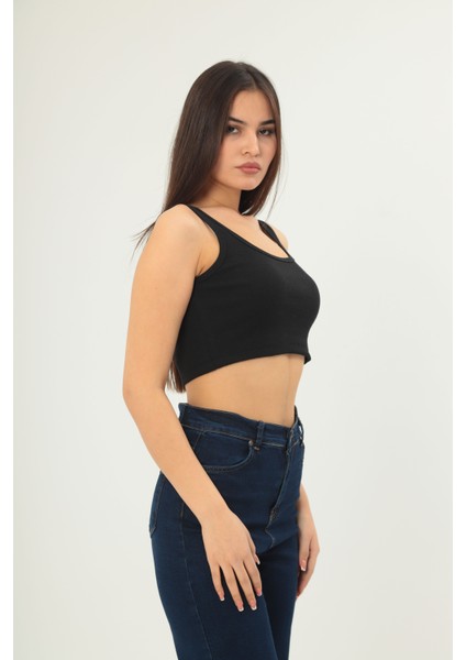 Fitilli Görünümlü Askılı Kalın Esnek Örme Basıc Crop indirimleri