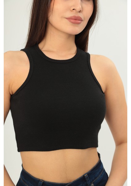 Fitilli Görünümlü Askılı Kalın Esnek Örme Basıc Crop fiyatları