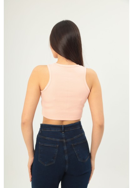 Fitilli Görünümlü Askılı Kalın Esnek Örme Basıc Crop modelleri