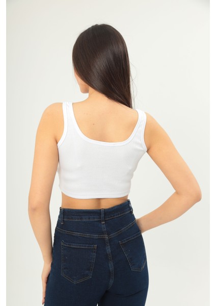 Fitilli Görünümlü Askılı Kalın Esnek Örme Basıc Crop fırsatları