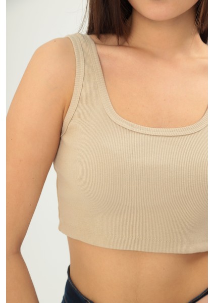 Fitilli Görünümlü Askılı Kalın Esnek Örme Basıc Crop fiyatları